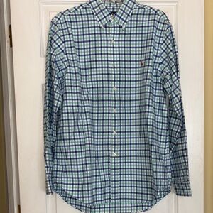 Polo by Ralph Lauren Blue and Green Plaid Button-Down Shirt, Large